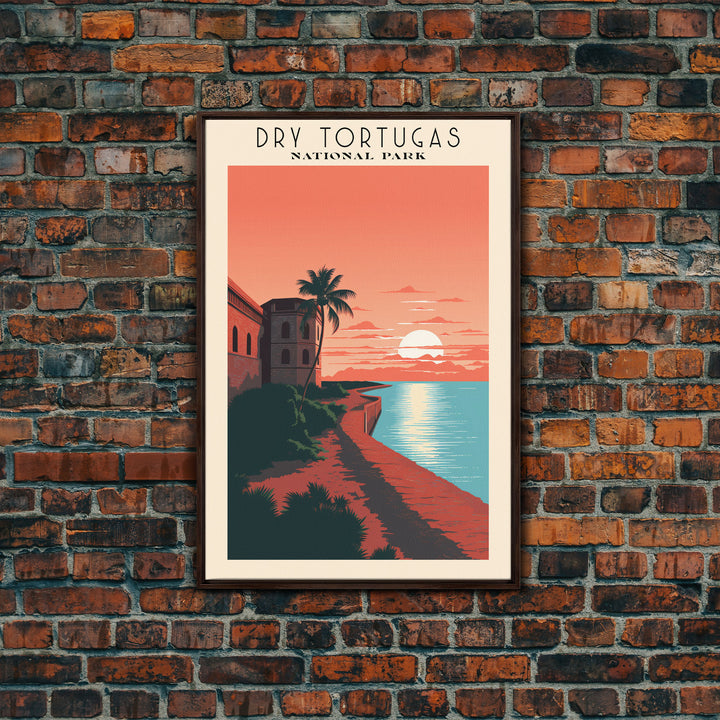 Dry Tortugas National Park FloridaTravel Art, National Park Print, Minimalist Travel Art, Midcentury Modern Style Landscape Painting