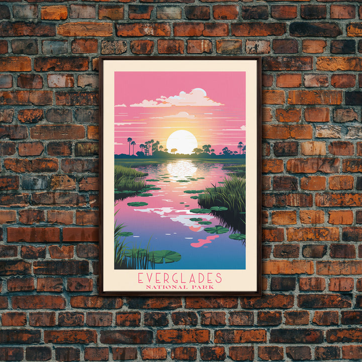 Everglades National Park Florida Travel Art, National Park Print, Minimalist Travel Art, Midcentury Modern Style Landscape Painting