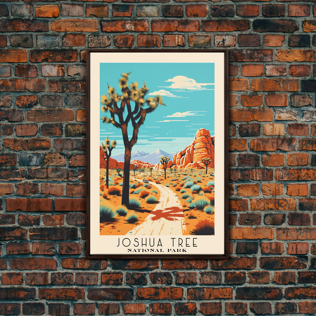 Joshua Tree National Park California Travel Art, National Park Print, Minimalist Travel Art, Midcentury Modern Style Landscape Painting