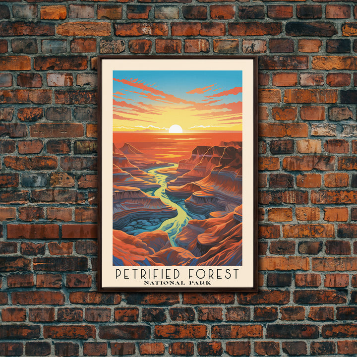 Petrified Forest National Park Washington Travel Art, National Park Print, Minimalist Travel Art, Midcentury Modern Style Landscape Painting