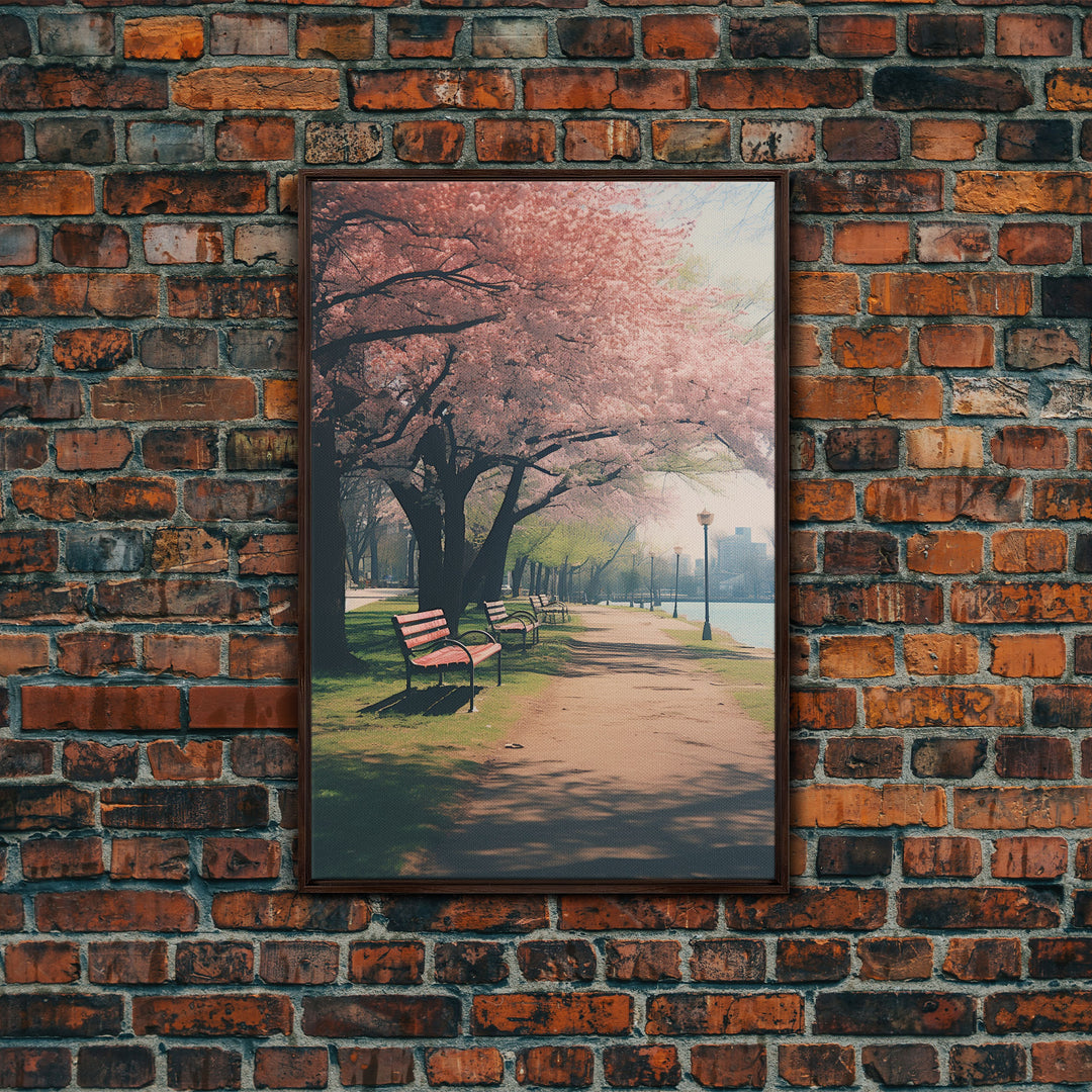 Nature Wall Art, Park Wall Print, Cherry Blossoms, Canvas Print, Wall Hanging, Portrait Art, Bookshelf Decor, Appreciation Gift, Office Art