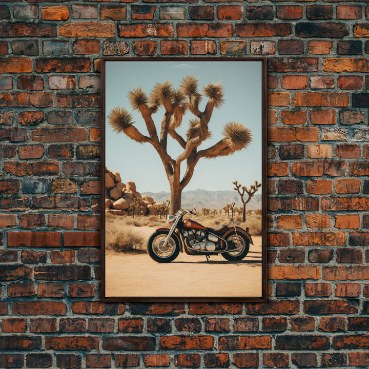 Motorcycle Wall Art, Cactus Wall Art, Desert Wall Art, Canvas Print, Wall Hanging, Portrait Art, Office Wall Decor, Above Bed Art, RV Decor