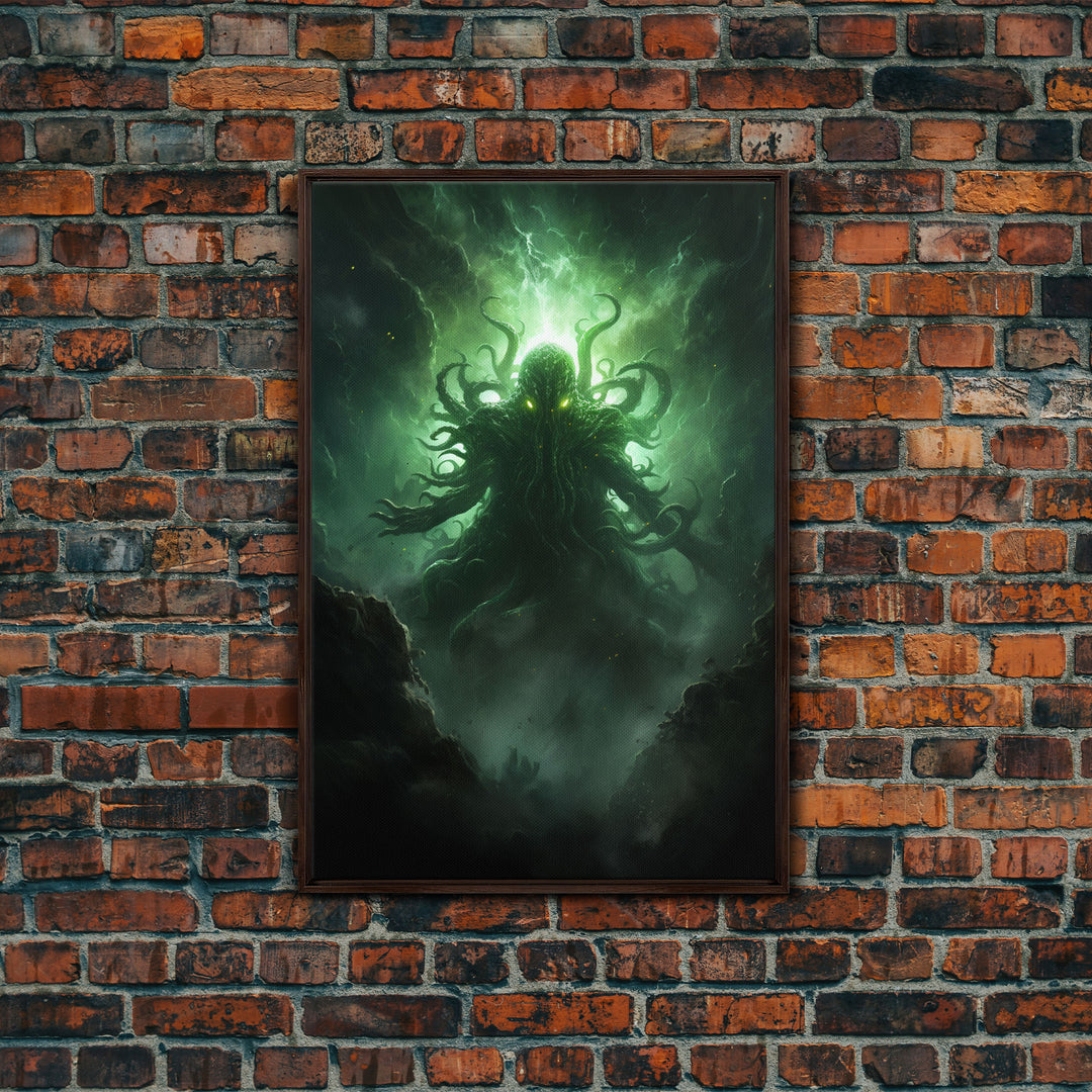 The Call Of Cthulhu - Portrait Of The Grim Reaper - Framed Canvas Print - Halloween Decor - Halloween Clearance - HP Lovecraft