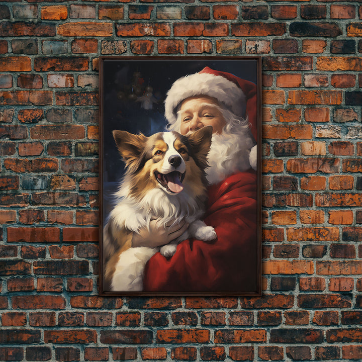 Santa Claus And His Corgi, Christmas Wall Art, Christmas Dog, Winter Wall Art, Santa Decor, Santa Art Print, Farmhouse Christmas