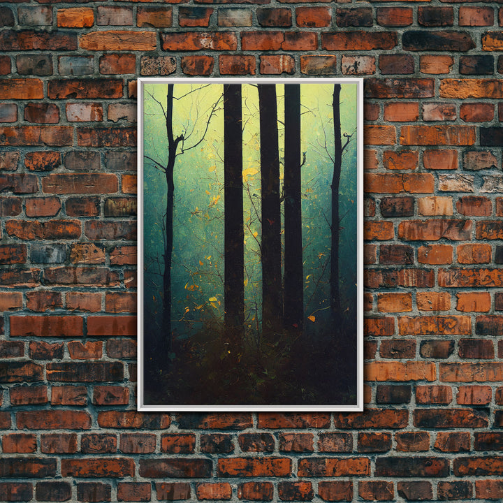 Magical Forest Oil Painting Style, Spooky Pirate Ship Art, Framed Canvas Print, Ready To Hang Framed Wall Art, Living Room Wall Hanging