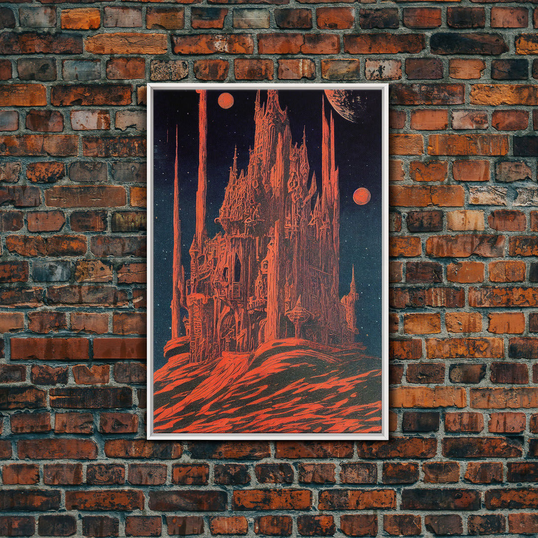 Gothic Red Eerie Castle Fine Art Print, Wall Poster, Wall Art Print
