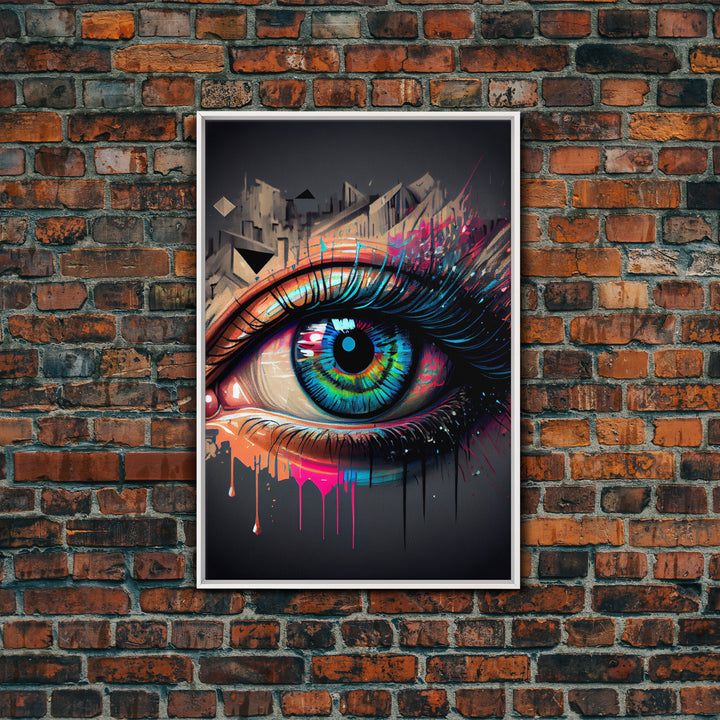 Vibrant Graffiti Style Eye Wall Art Canvas Print - Street Art Inspired Graphic Illustration Artwork