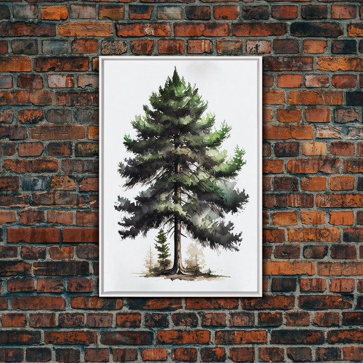 Pine Tree Watercolor Wall Art Canvas Print - Vibrant Colorful Nature Scene Artwork, lakehouse art