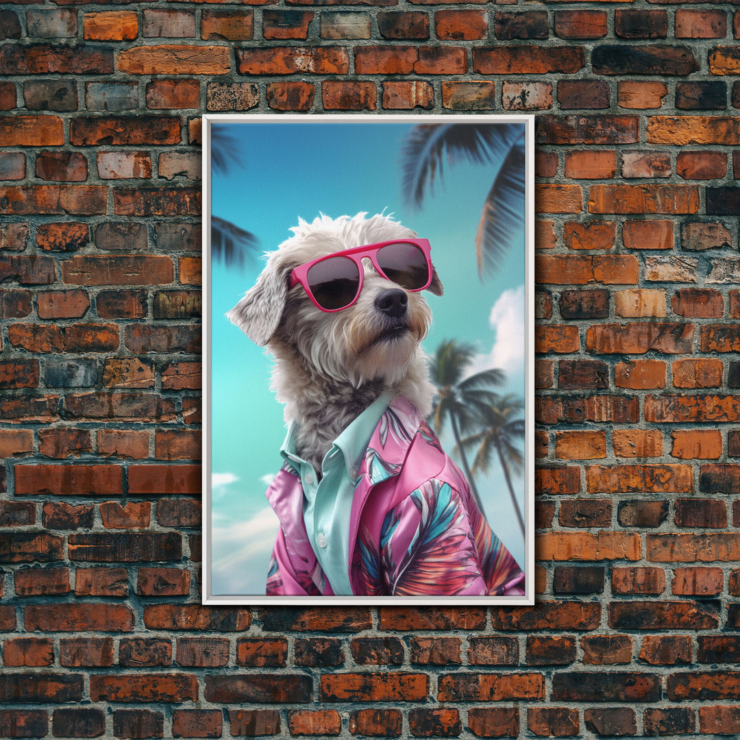 Shih Tzu Wall Print, Dog Wall Art, Dog Sunglasses, Pink Floral Suit, Funny Wall Art, Framed Wall Art, Framed Canvas, Wall Print, Wall Canvas