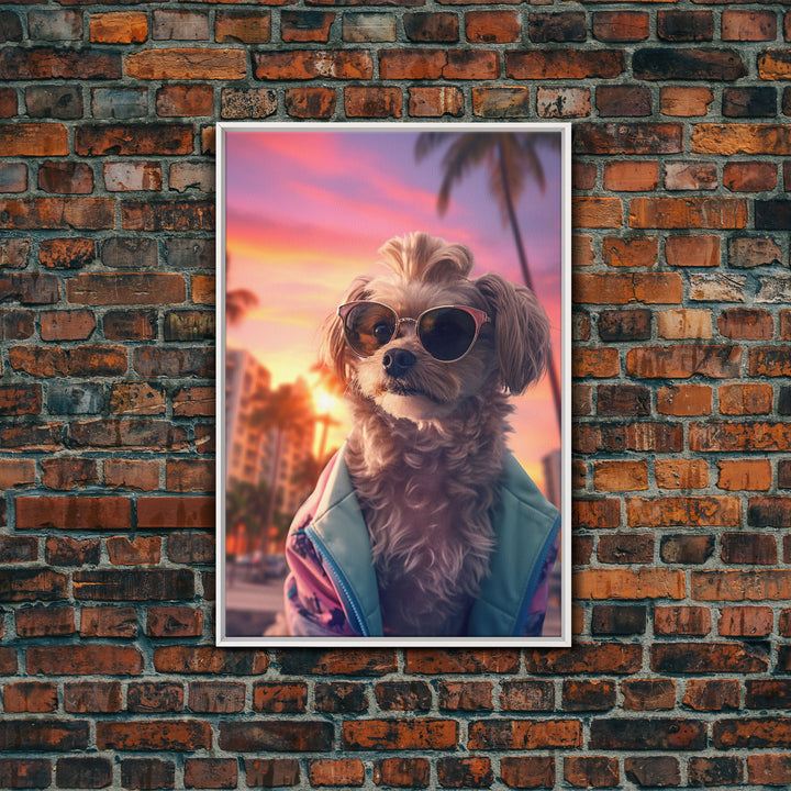 Shih Tzu In Sunglasses Blue Tracksuit Wall Print, Dog Portrait, Dog Art Print, Framed Wall Art, Framed Canvas, Wall Print, Wall Canvas