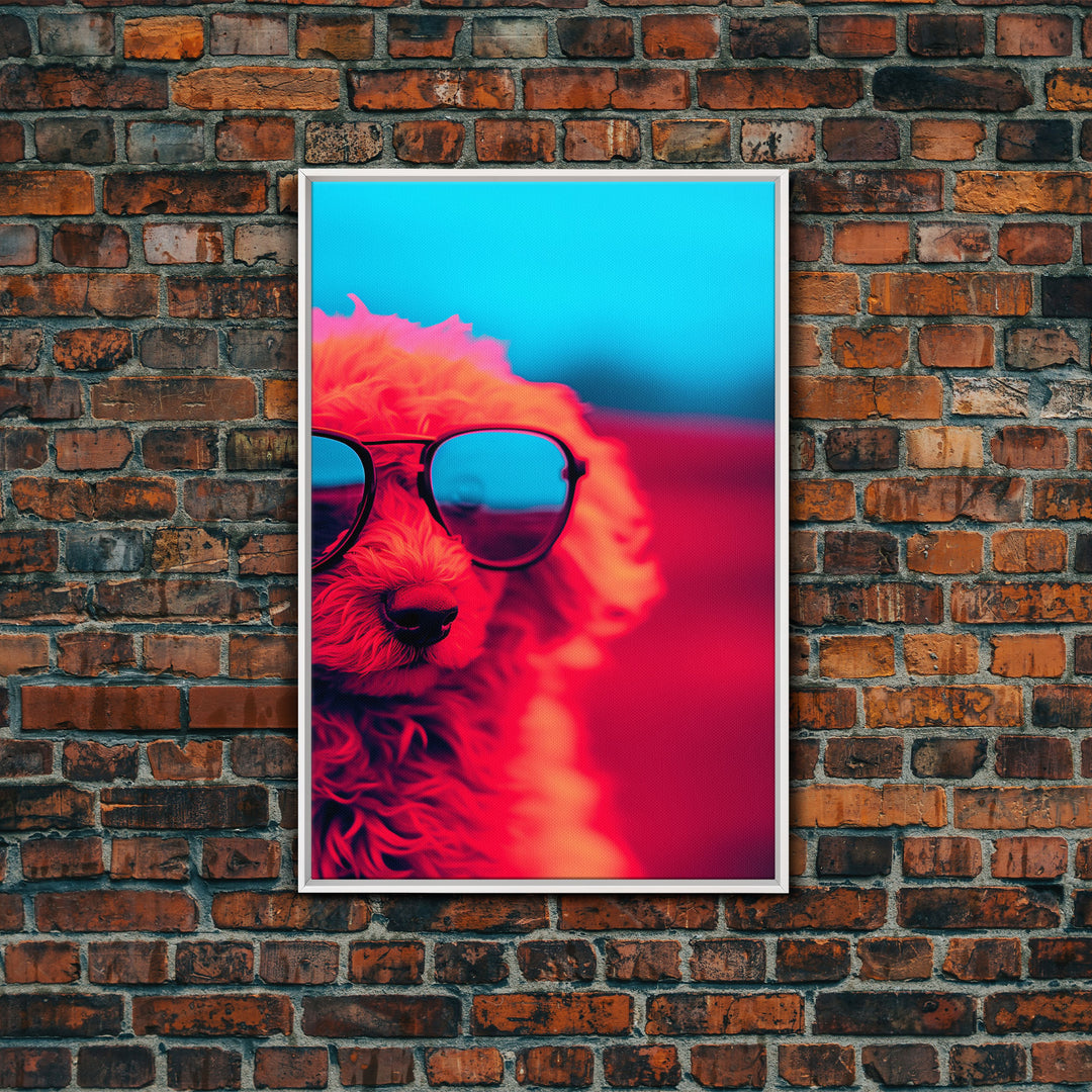 Red Poodle In Sunglasses Wall Print, Abstract Art, Dog Portrait, Dog Art Print, Framed Wall Art, Framed Canvas, Wall Print, Wall Canvas
