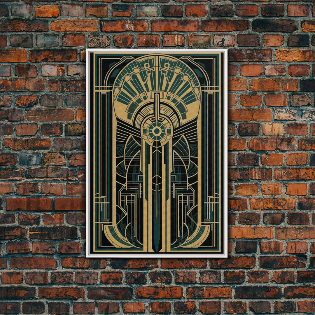 Midcentury Modern Wall art | Framed Canvas Print | Art Deco | Gold & green art | Beautiful art | Wall art | Office decor | Abstract art