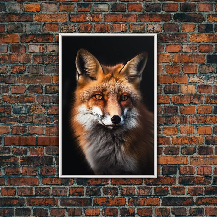 Portrait of a Red Fox, Framed Canvas Print, Framed Wall Art, Fox Photography, Wild Life Art