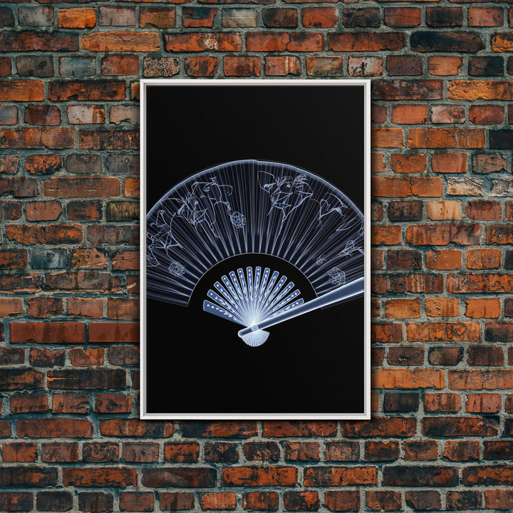 Folding Fan Wall Art, Chinese Art Print, White Fan, Black And White, Minimalist Print, Wall Decor, Canvas Print, Wall Art, Framed Canvas