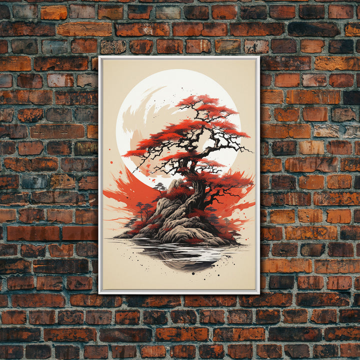 Japanese Wall Art, Japanese Maple Tree, Framed Canvas Print, Japanese Art, Japanese Hanging Wall Art