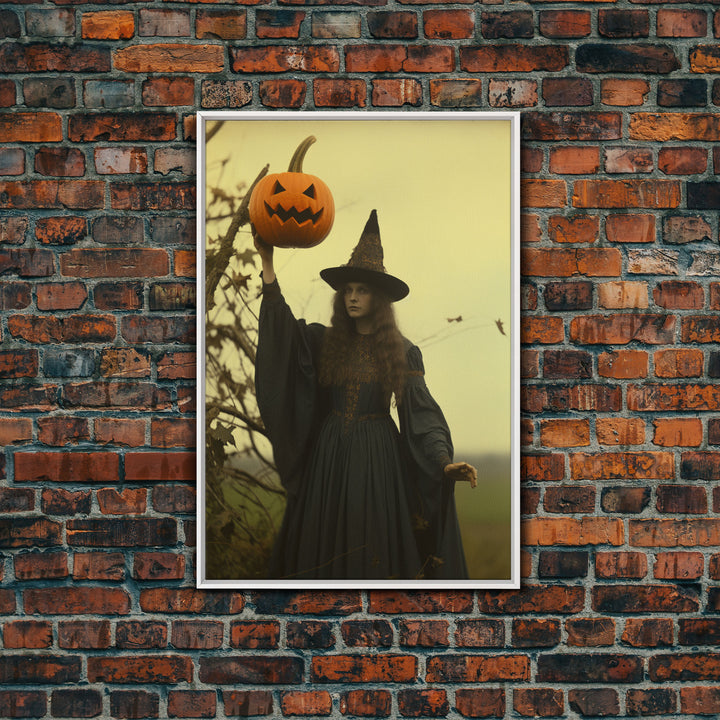 The Witch, Spooky Victorian Witch Photography Daguerreotype, Tin Type, Framed Canvas Print, Victorian Witches, Halloween Decor