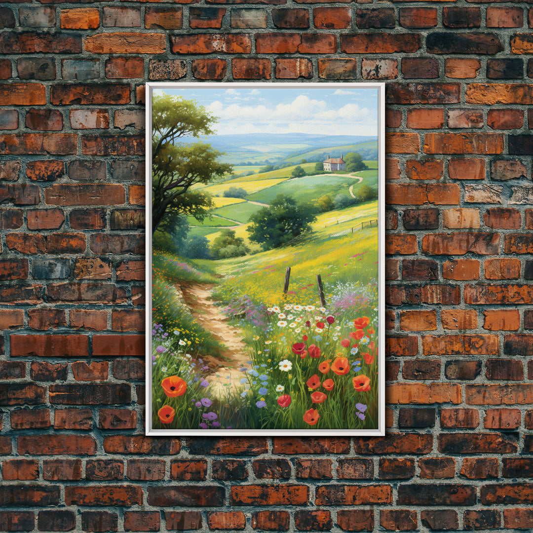 Countryside Wall Art, Wildflowers Wall Art, Meadow Wall Print, Canvas Print, Wall Art, Vertical Art, Country Wall Art, Landscape Art