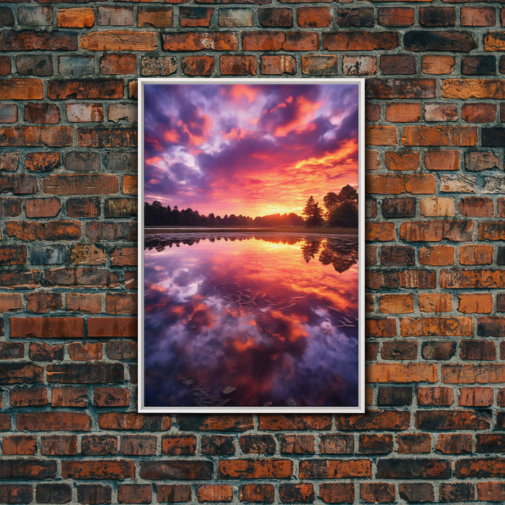 Lake Wall Art, Water Reflection, Landscape Wall Art, Sunset Wall Art, Canvas Print, Wall Art, Vertical Art, Nature Wall Art, Wall Hanging