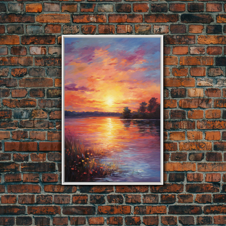 Sunset Wall Art, River Art Print, Landscape Wall Art, Nature Print, Canvas Print, Wall Art, Vertical Art, Going Away Gift, Over Bed Wall Art
