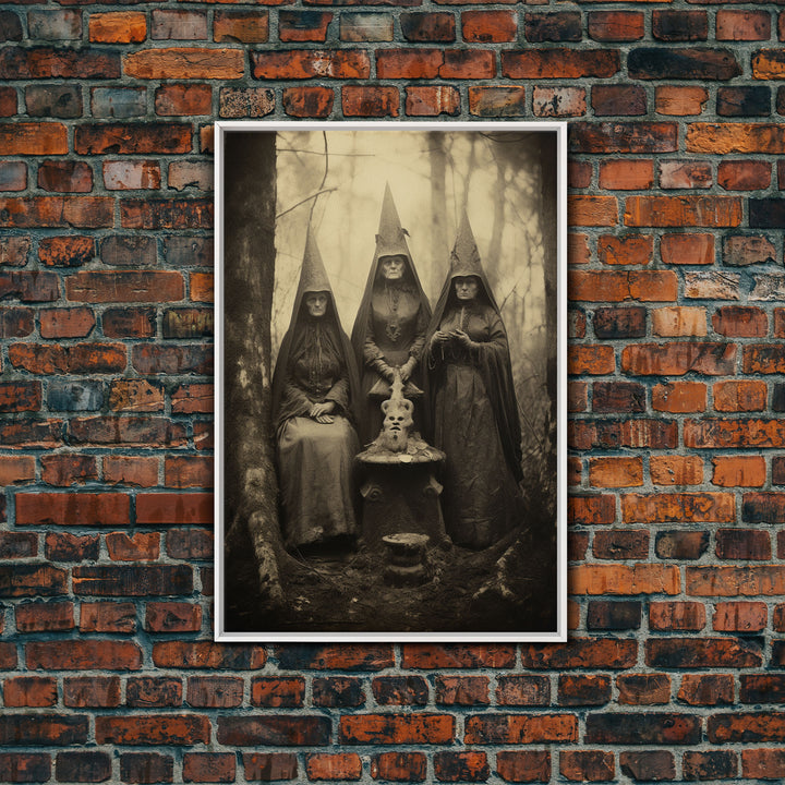 The Coven, Victorian Witches, Vintage Tintype Style Photograph, Framed Canvas Print, Gothic Wall Art, Dark Academia, Witch Art