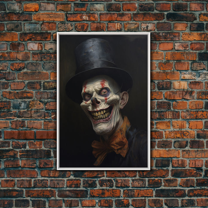 Creepy Clown Art Canvas Print, Victorian Horror Decor, Gothic Halloween Art, Framed Canvas, Halloween Canvas, Scary Wall Art, Unusual Decor