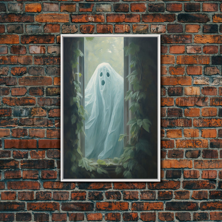 The Ghost In The Window, Vintage Canvas, Art Canvas Print, Dark Academia, Haunting Ghost, Halloween Decor, Spooky Gothic Decor