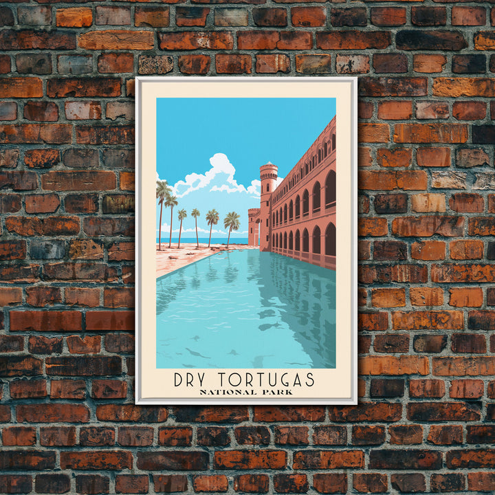 Dry Tortugas National Park Florida Travel Art, National Park Print, Minimalist Travel Art, Midcentury Modern Style Landscape Painting