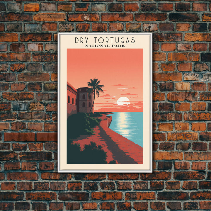 Dry Tortugas National Park FloridaTravel Art, National Park Print, Minimalist Travel Art, Midcentury Modern Style Landscape Painting