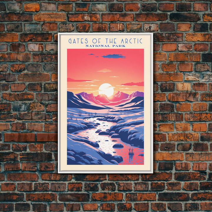 Gates Of The Arctic National Park Travel Art, National Park Print, Minimalist Travel Art, Midcentury Modern Style Landscape Painting