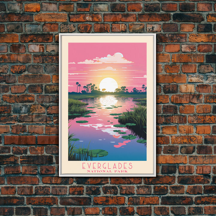 Everglades National Park Florida Travel Art, National Park Print, Minimalist Travel Art, Midcentury Modern Style Landscape Painting