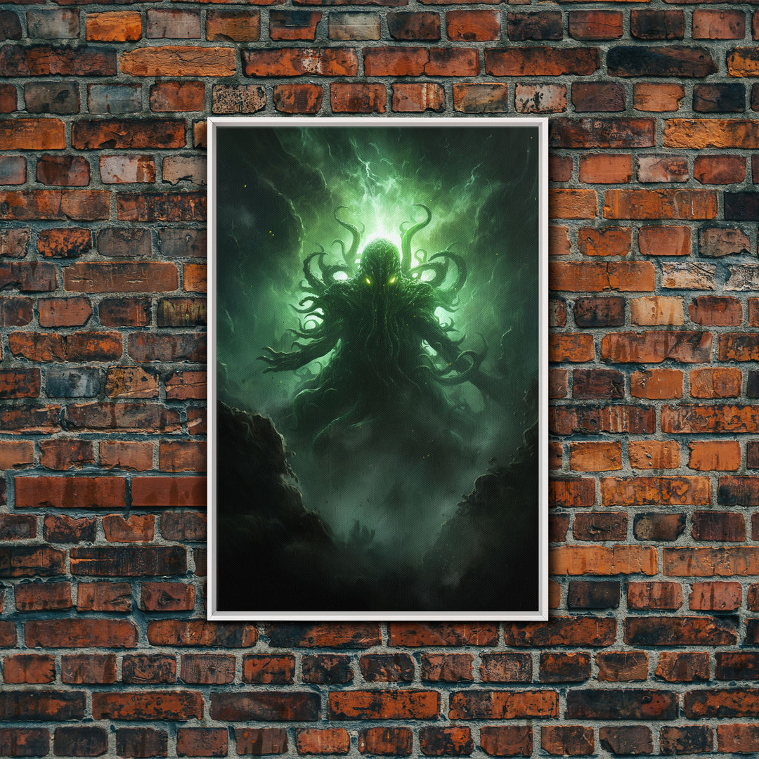 The Call Of Cthulhu - Portrait Of The Grim Reaper - Framed Canvas Print - Halloween Decor - Halloween Clearance - HP Lovecraft