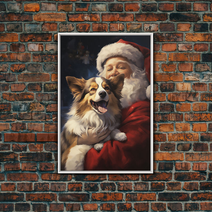 Santa Claus And His Corgi, Christmas Wall Art, Christmas Dog, Winter Wall Art, Santa Decor, Santa Art Print, Farmhouse Christmas