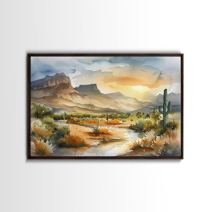 Beautiful Arizona Watercolor Landscape Painting Print, Wood Framed Art, Gift for him, painting, Prints, Abstract Wall Art