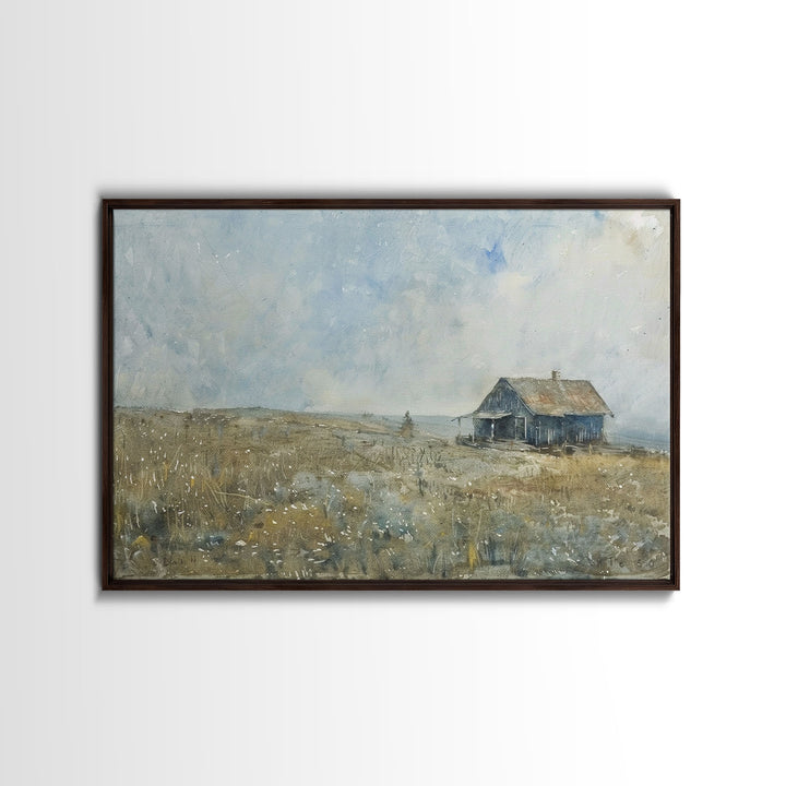 Kitsch Kitchen Farmhouse Decor Framed Canvas Print, Farmhouse Decor, Original Art Of an Old Farmhouse, Western Decor
