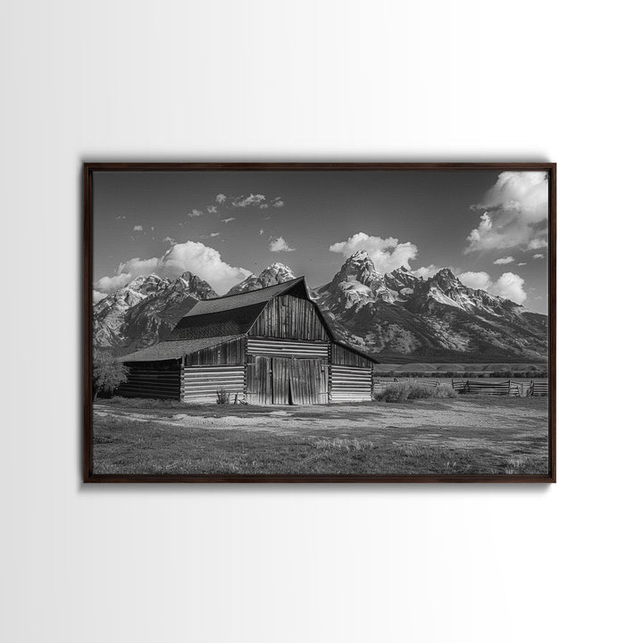 Old Barn Wall Art, Framed Canvas Print or Metal Art, Rustic Homestead Framed Canvas Art, Vintage Old Barn Black and White Wall Art