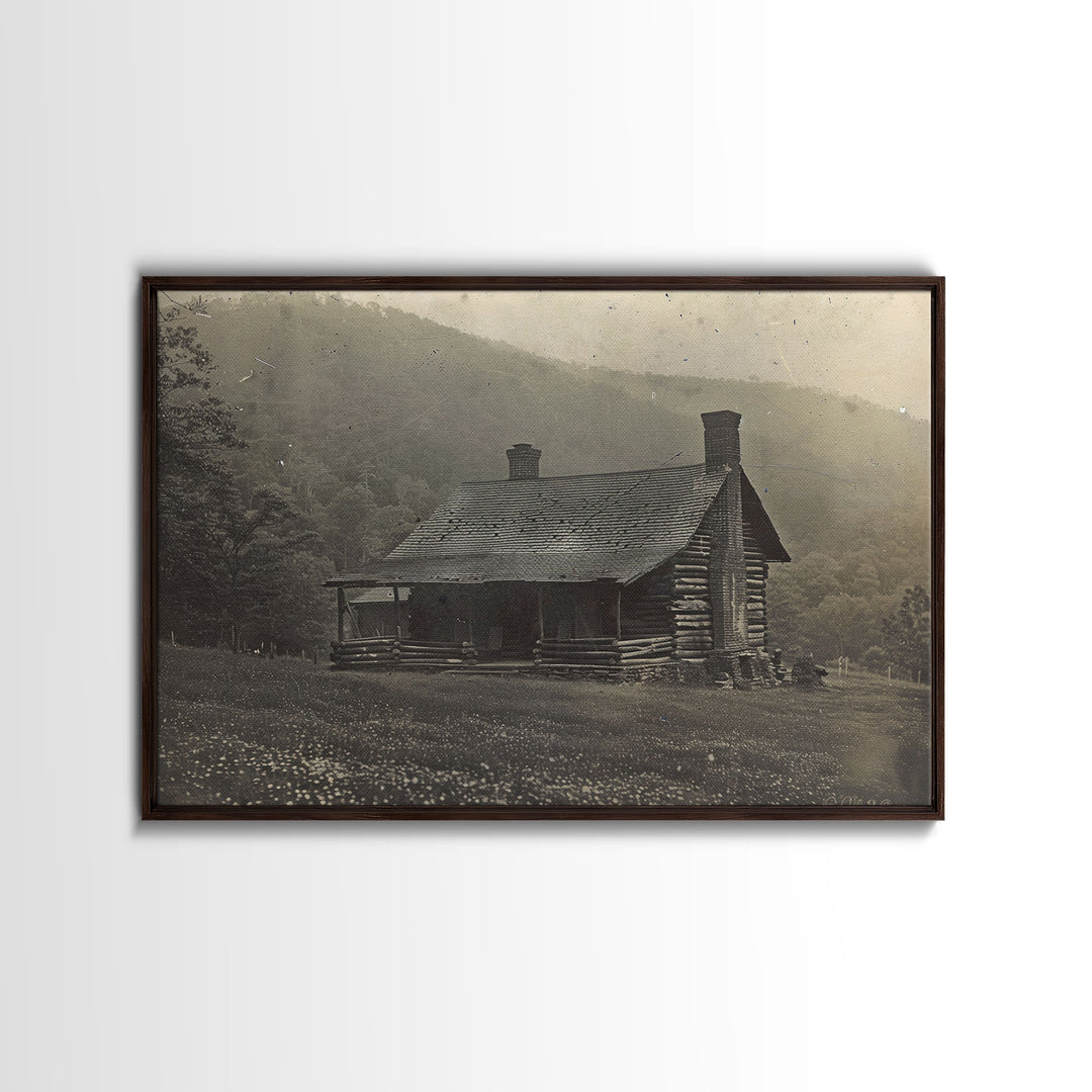 Cabin Wall Art Framed Canvas Print Or Metal Art Print, Pine Forest, Tin Type Photography Style Wall Art, Rustic Farmhouse / Western Decor