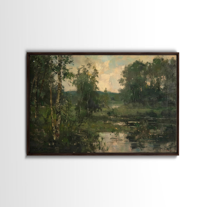 Early American Landscape Painting Framed Canvas Print | Oil Painting Print | Metal Art | Landscape Painting | Living Room Art | Home Decor