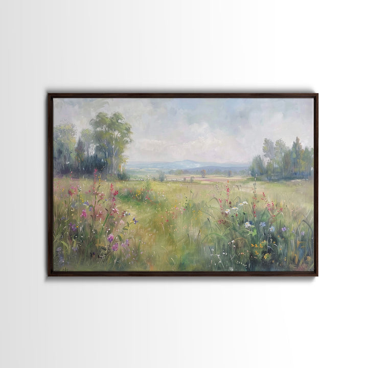 Cottagecore Wildflowers Farmhouse Print, Framed Wall Art, Wood Frame Art, Metal Print, Wall Art, Landscape Painting, Country Decor