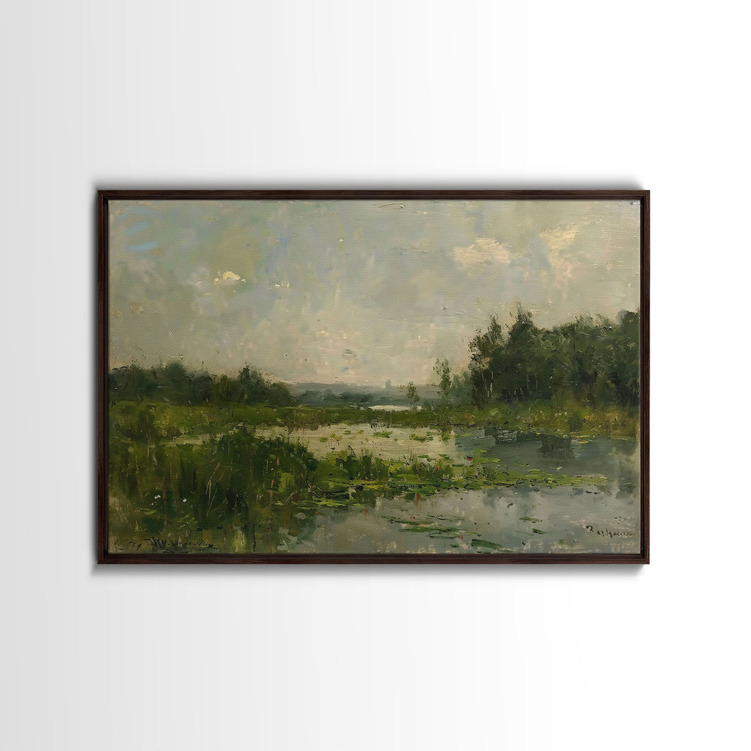 By The Water - Framed Canvas Print, English Landscape, Painting Print On Canvas Or Metal, Living Room Decor