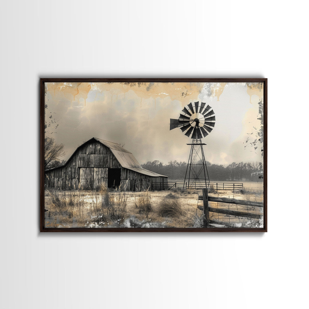 Minimalist Farmhouse Barn Wall Art Canvas Print Painting Metal Art Vintage Decor Country Art Frame Art Rustic Primitive Art Old Barn