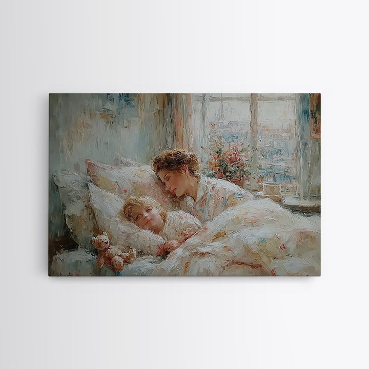 Cozy Mother And Child Bedtime Wall Art, Sweet Dreams Print, Guest Bedroom Decor, Nursery Wall Art, Gift For Mom, Housewarming Gift