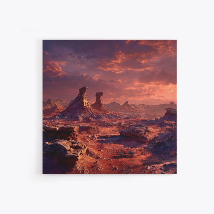 Red Alien Desert Landscape Canvas Print, Surreal Sci Fi Wall Art, Futuristic Fantasy Planet Decor, Statement Artwork For Living Room