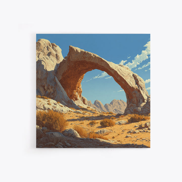 Sandstone Desert Arch Landscape Wall Art, Western Rock Formation Print, Modern Southwest Desert Decor Canvas Print