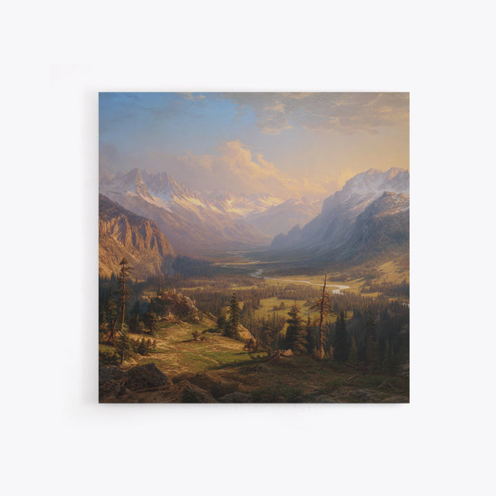Majestic Mountain Valley At Sunrise Wall Art, Scenic Landscape Print, Nature Home Decor, Large Living Room Canvas Print