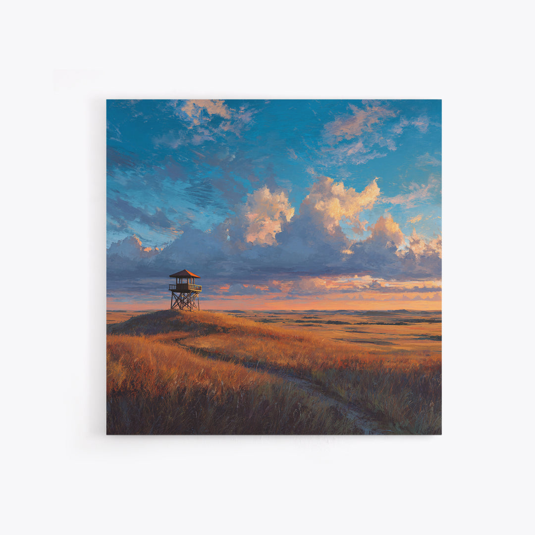 Golden Prairie Sunset Landscape Wall Art Print Rustic Country Painting For Farmhouse Decor Living Room Wall Art Rustic Home Decor