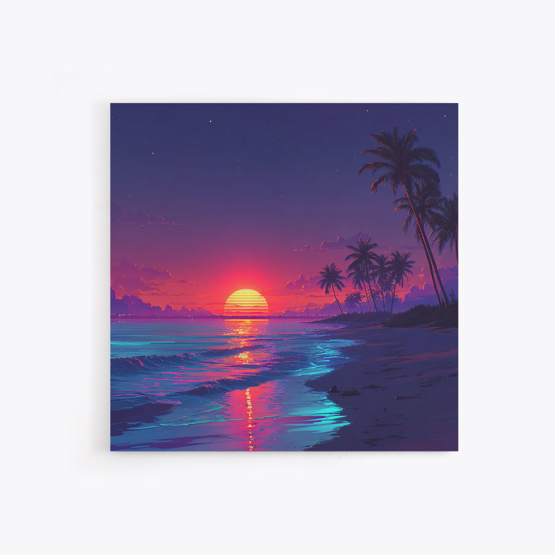Vibrant Tropical Beach Sunset Wall Art Canvas Print Coastal Ocean Painting Summer Home Decor