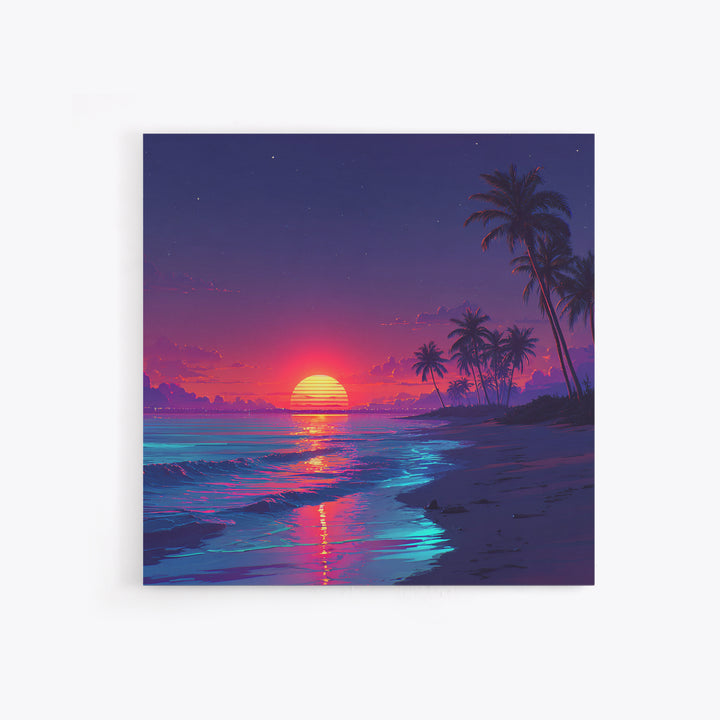Vibrant Tropical Beach Sunset Wall Art Canvas Print Coastal Ocean Painting Summer Home Decor