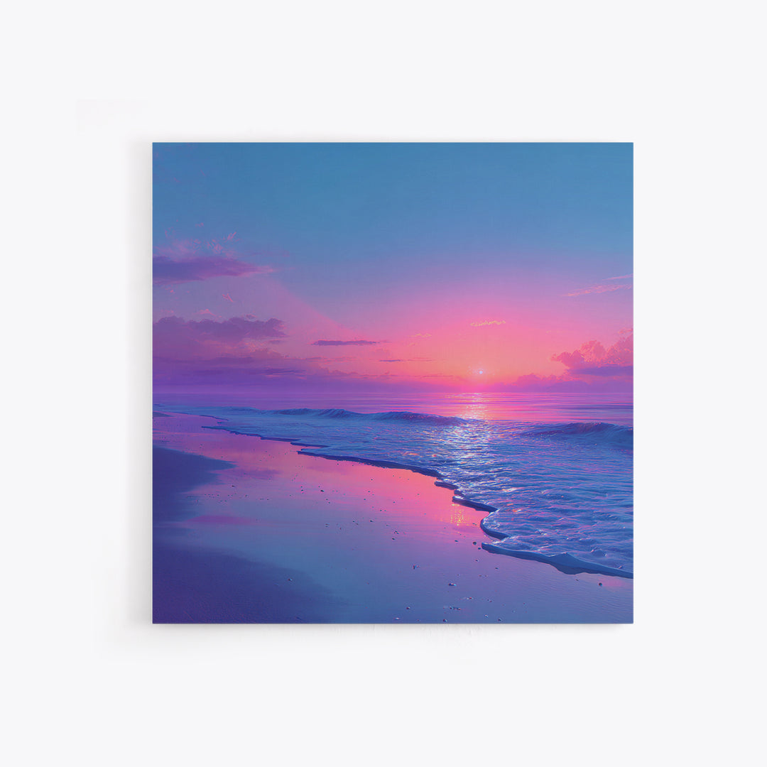 Pastel Pink And Blue Ocean Sunset Beach Landscape Wall Art Coastal Decor Calming Seascape Print For Bedroom Or Living Room