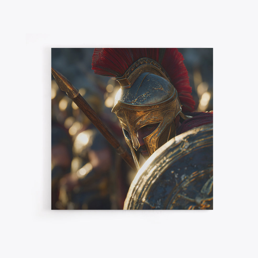 Spartan Hoplite Helmet Wall Art, Ancient Greek Framed Canvas Print, Warrior Decor, Masculine Office Art, Gift For Him, Historical Art