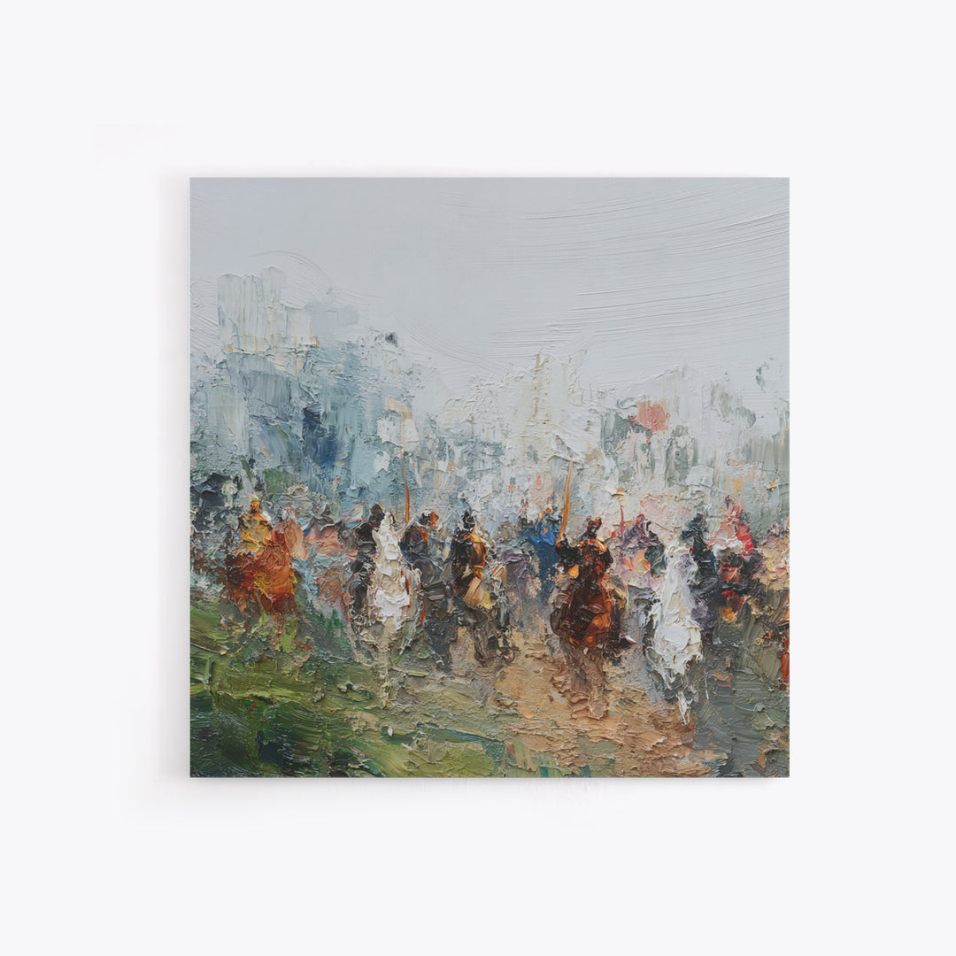 Impressionist Cavalry Charge Wall Art, Roman Battle Painting, Warrior Horse Canvas, Historical Living Room Decor, Large Statement Art